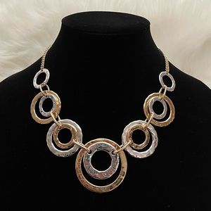 Two-Tone Hammered Link StatementNecklace, 18" + 3" extender